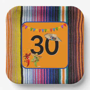 30th Birthday Party Mexican Design Paper Plate