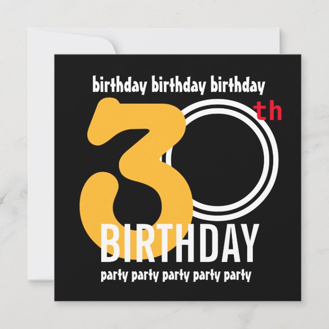 30th Birthday Party Modern Big Numbers A03A Invitation (Front)