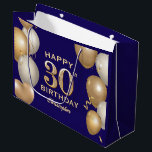 30th Birthday Party Navy Blue and Gold Balloons Large Gift Bag<br><div class="desc">30th Birthday Party Navy Blue and Gold Balloons and Confetti Gift Bag. For further customization,  please click the "Customize it" button and use our design tool to modify this template.</div>