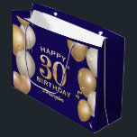 30th Birthday Party Navy Blue and Gold Balloons Large Gift Bag<br><div class="desc">30th Birthday Party Navy Blue and Gold Balloons and Confetti Gift Bag. For further customization,  please click the "Customize it" button and use our design tool to modify this template.</div>