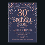 30th Birthday Party - Navy & Rose Gold Invitation<br><div class="desc">30th Birthday Party Invitation.
Elegant design in navy blue and faux glitter rose gold. Features stylish script font and confetti. Message me if you need custom age.</div>
