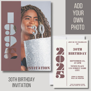 30th birthday party photo born 1995 red Invitation