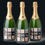 30th birthday party photo collage black sparkling wine label<br><div class="desc">A bottle label for a 30th birthday party,  celebrating her life with a collage of 8 of your photos.  Templates for a name,  age 30 and a date.  Date of birth or the date of the party.  White and grey coloured letters.  Elegant black background.</div>
