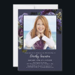 30th Birthday Party Photo Moody Purple Floral Invitation<br><div class="desc">Moody and mysterious purple roses and peonies set the tone for this elegant 30th birthday party. The white text really pops! Formal but with a modern twist for the woman who has always had a sense of style and loves flowers. This item is part of the Moody Purple Flower collection....</div>