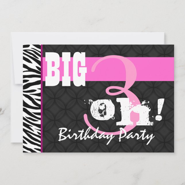 30th Birthday Party Pink Zebra C431 Template (Front)