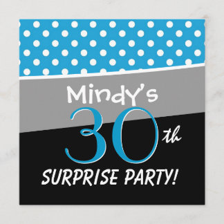 30th Birthday Party Polka Dot Pattern for Her Invitation