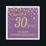 30th Birthday Party Purple and Gold Diamond Napkin<br><div class="desc">30th Birthday Party Invitation with Purple and Gold Glitter Diamond Background. Gold Confetti. Adult Birthday. Man or Woman Birthday. For further customization,  please click the "Customize it" button and use our design tool to modify this template.</div>