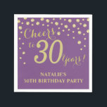 30th Birthday Party Purple and Gold Diamond Napkin<br><div class="desc">30th Birthday Party Invitation with Purple and Gold Glitter Diamond Background. Gold Confetti. Adult Birthday. Man or Woman Birthday. For further customization,  please click the "Customize it" button and use our design tool to modify this template.</div>