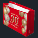 30th Birthday Party Red and Gold Balloons Large Gift Bag<br><div class="desc">30th Birthday Party Red and Gold Balloons and Confetti Gift Bag. For further customization,  please click the "Customize it" button and use our design tool to modify this template.</div>