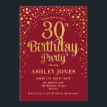 30th Birthday Party - Red & Gold Invitation<br><div class="desc">30th Birthday Party Invitation.
Elegant design in red and faux glitter gold. Features stylish script font and confetti. Message me if you need custom age.</div>