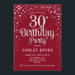 30th Birthday Party - Red & Silver Invitation<br><div class="desc">30th Birthday Party Invitation.
Elegant design in dark red and faux glitter silver. Features stylish script font and confetti. Message me if you need custom age.</div>