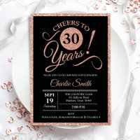 30th Birthday Party - Rose Gold Black ANY AGE