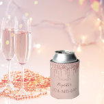 30th birthday party rose gold pink glitter 30 glam can cooler<br><div class="desc">A cooler for a girly and glamourous 30th birthday party with the girls. A faux rose gold background with an elegant faux rose gold glitter drips, paint drip look. The name is written in dark rose gold colour with a modern hand lettered style script. Template for name, age 30 and...</div>