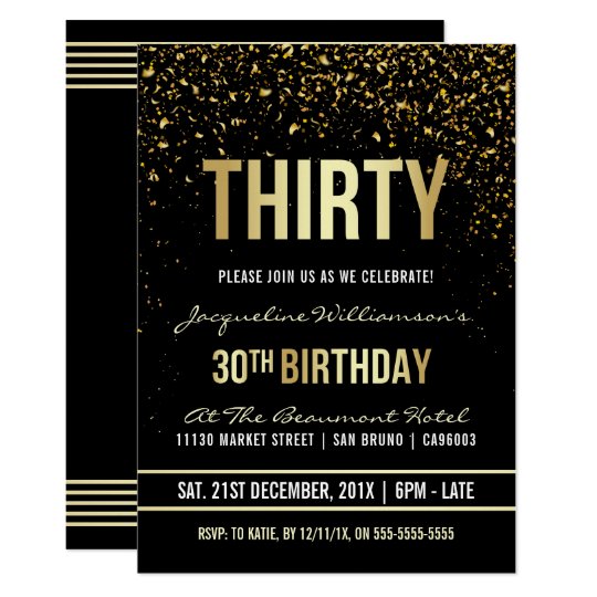 30th Birthday Party | Shimmering Gold Confetti Card