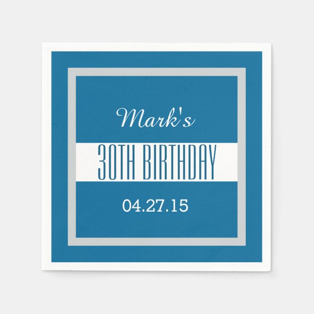 30th Birthday Party Solid Coloured Square Frame B1 Napkin (Front)
