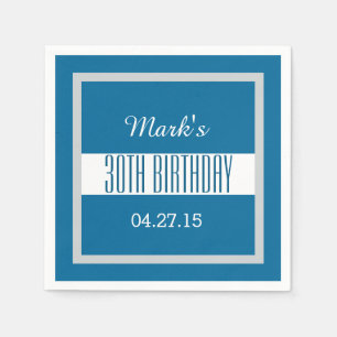 30th Birthday Party Solid Coloured Square Frame Napkin