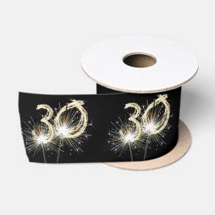 30th Birthday Party Sparklers on Black Satin Ribbon