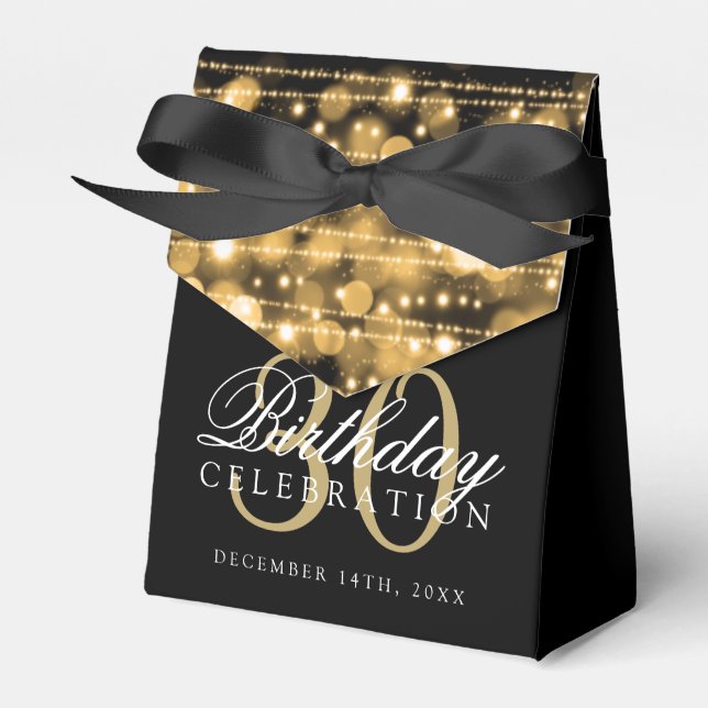 30th Birthday Party Sparkles Gold Favor Box (Front Side)