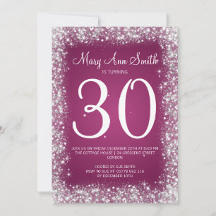 30th Birthday Party Sparkling Glitter Pink Invitation
