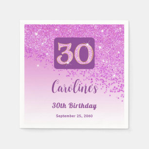 30th Birthday Party Sparkling Pink Glitter Napkin