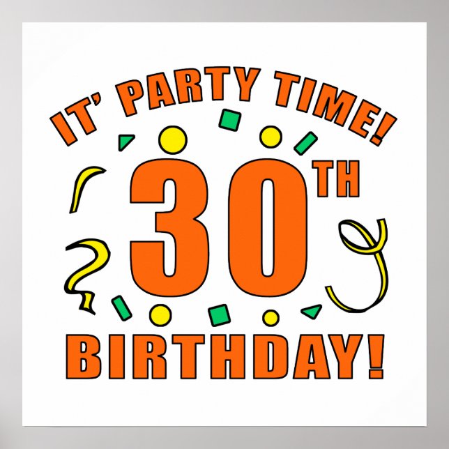 30th Birthday Party Time Poster (Front)