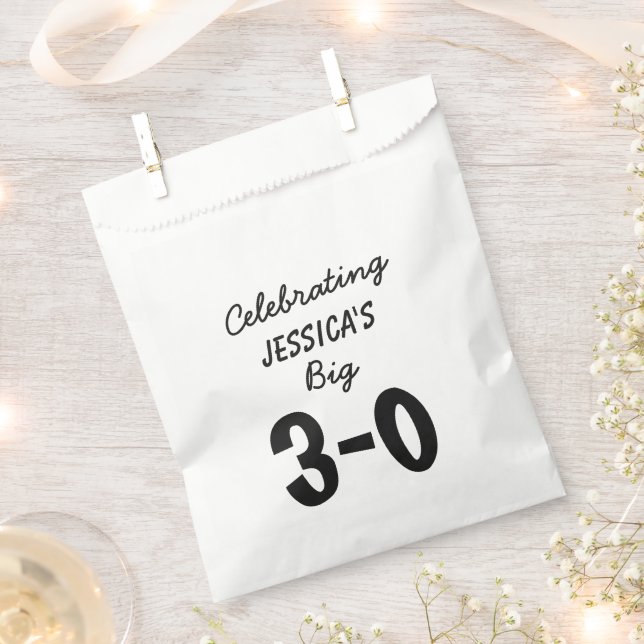30th Birthday Personalized Party Supplies Favour Bag (Clipped)
