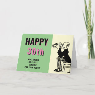 30th Birthday Personalized Retro Funny Cartoon Card