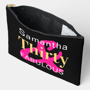 30th Birthday Personalized Thirty and Fabulous Accessory Pouch
