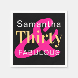 30th Birthday Personalized Thirty Fabulous Party Napkin