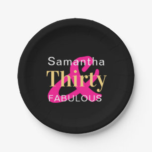 30th Birthday Personalized Thirty Fabulous Party Paper Plate