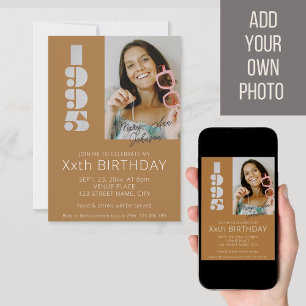 30th birthday photo born in 1995 copper brown invitation