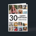 30th Birthday Photo Collage 13 Photos Black White Card<br><div class="desc">30th Happy Birthday Photo Collage 13 Photos Black and White Birthday Card for Any Age. 1st 13th 15th 16th 18th 20th 21st 30th 40th 50th 60th 70th 80th 90th 100th,  Any Ages. For further customization,  please click the "Customize it" button and use our design tool to modify this template.</div>