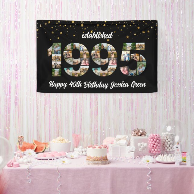 30th birthday Photo Collage established 1995 Banner (Party)