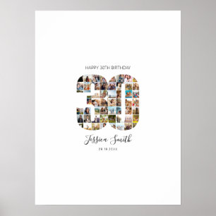 30th Birthday Photo Collage Guest Signing Poster