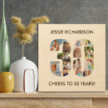 30th Birthday Photo Collage Number 30 Custom Wood Wall Art<br><div class="desc">Create your own wood art photo collage for a unique 30th birthday gift. The design features a photo collage in the shape of a number 30. The template is set up for you to add your own photographs as well as a name and your own custom wording in bronze uppercase...</div>