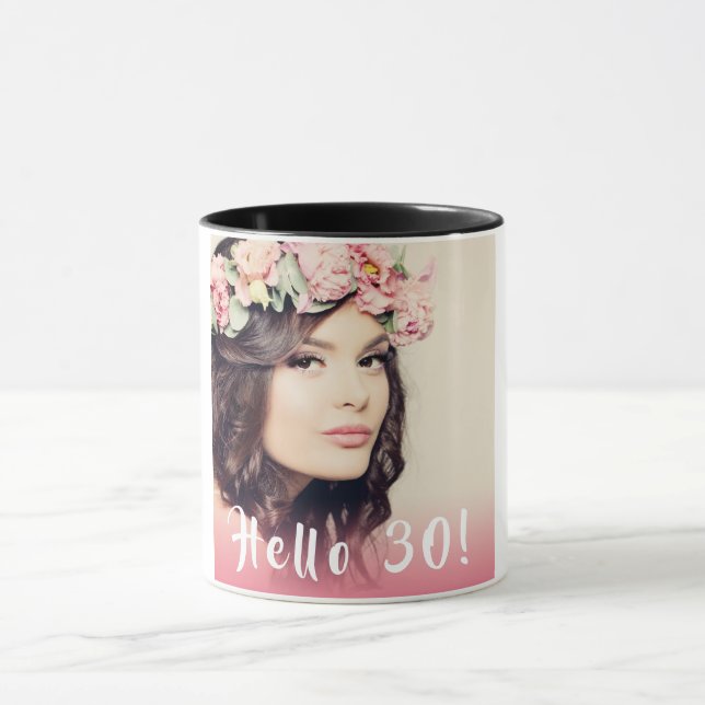 30th birthday photo hello 30 woman mug (Center)
