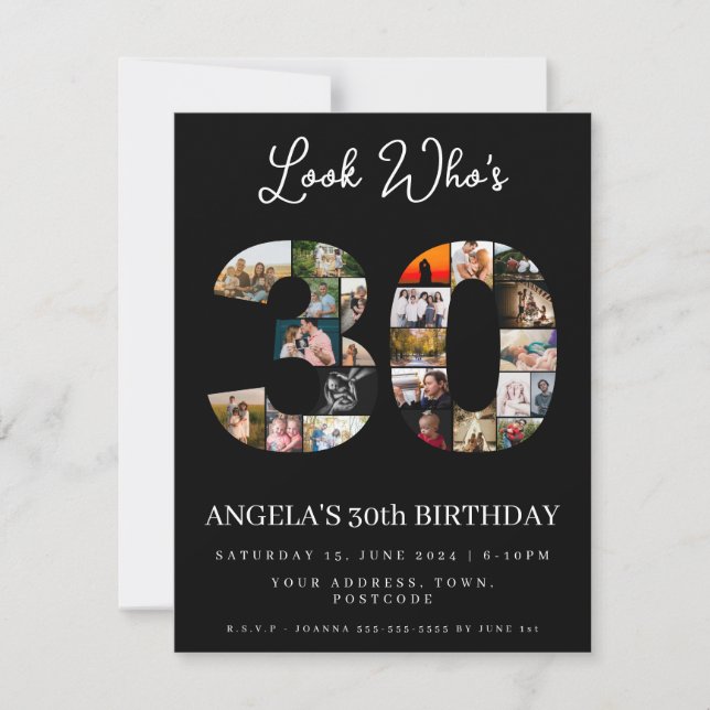 30th birthday photo montage event party  invitation (Front)