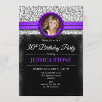 30th Birthday Photo - Silver Black Purple