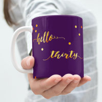 30th birthday purple gold hello thirty typography