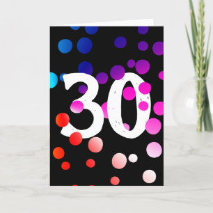 30th Birthday Rainbow Dots on Black Card