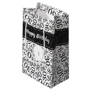 30th Birthday Random Number Pattern Black/White Small Gift Bag