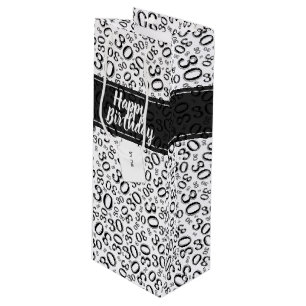 30th Birthday Random Number Pattern Black/White Wine Gift Bag