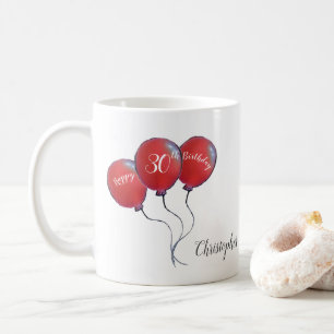 30th birthday red balloon gift coffee mug