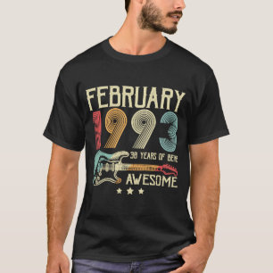30th Birthday Retro Guitar  February 1993 30 Years T-Shirt