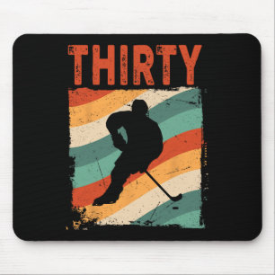 30th Birthday Retro Ice Hockey 30 Years Old Man Wo Mouse Pad