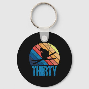 30th Birthday Retro Ski Skiing 30 Year Old Men Wom Keychain