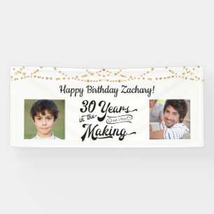 30th Birthday Retro String Lights 2 Photos Banner