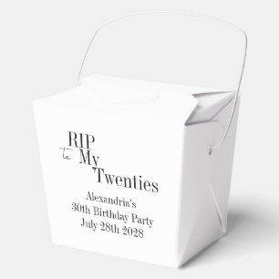 30th Birthday RIP 20s Black and White Party Favor Box