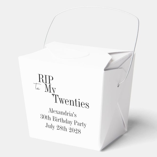 30th Birthday RIP 20s Black and White Party Favor Box (Front)