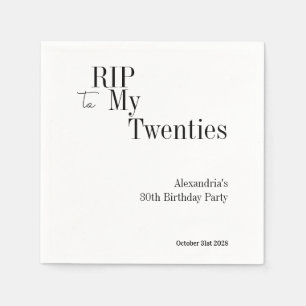 30th Birthday RIP 20s Minimal Party Napkin